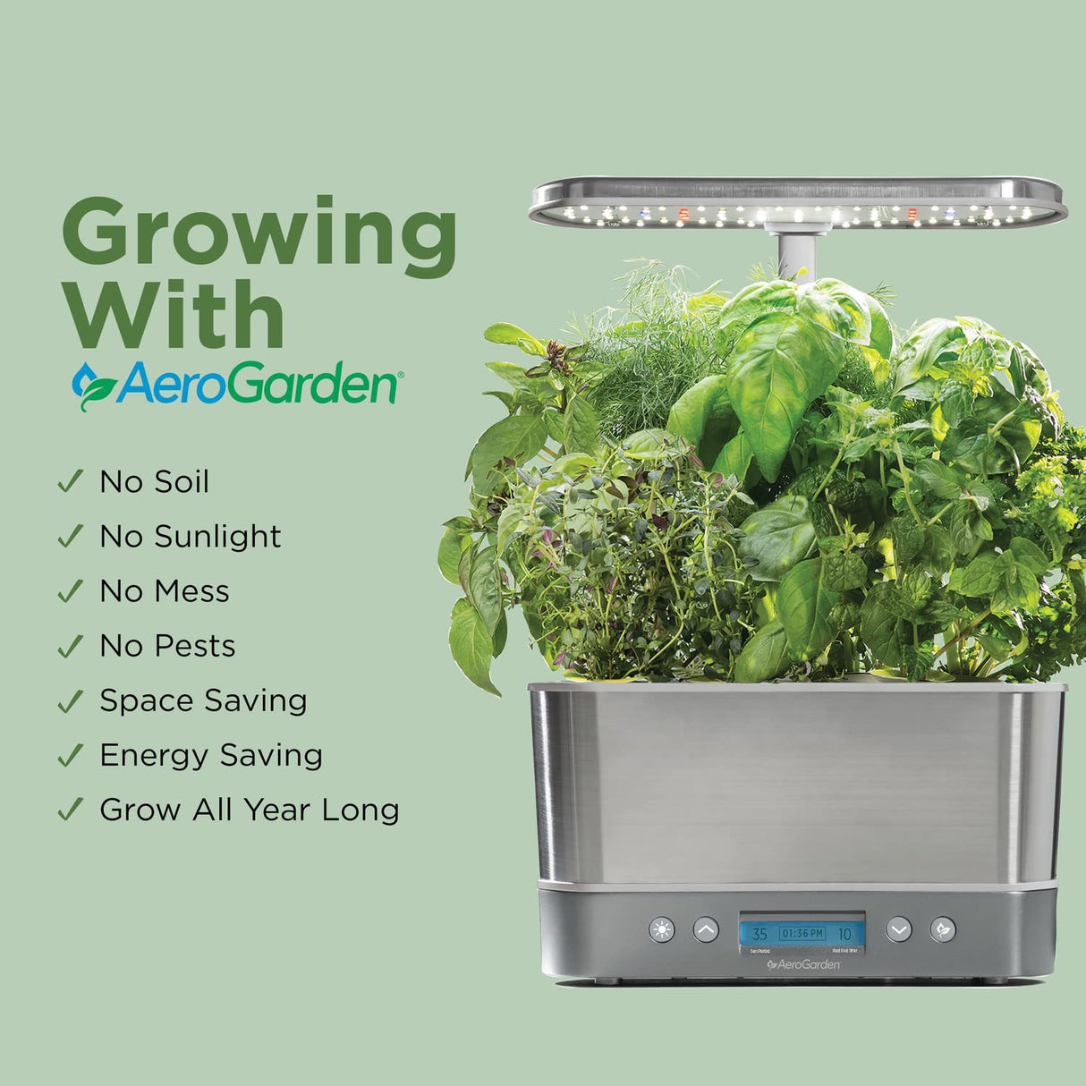 AeroGarden Harvest Elite, Stainless Steel