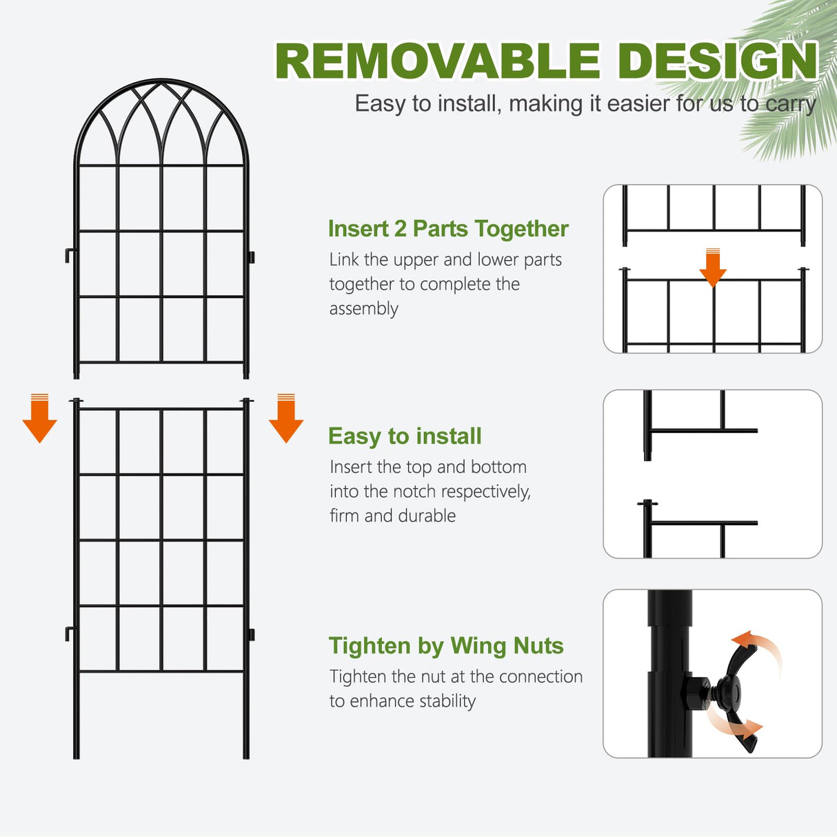DoCred 4 Pack Garden Trellis for Climbing Plants, 59 Inch Metal Trellis