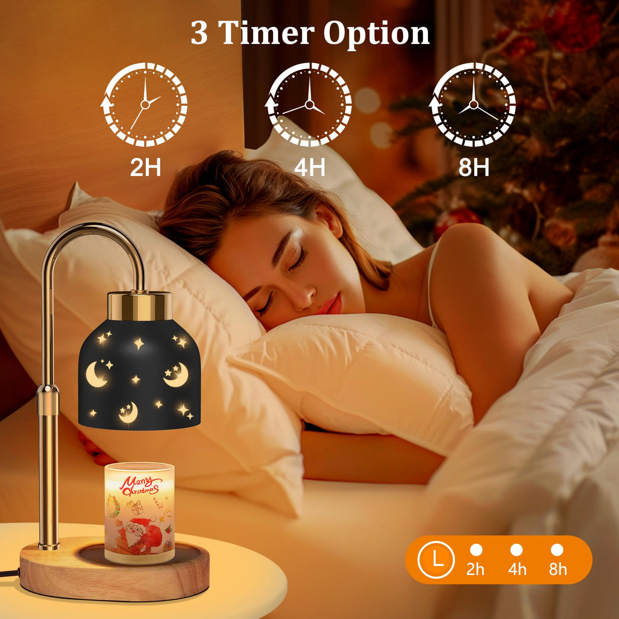 WUEAOA Candle Warmer Lamp with Timer, Candle Warmer Lamp Black - Wax Melt Warmer with Timer, Adjustable Height, Ideal for Jar Candles, Perfect House Warming Gift for Women on Christmas