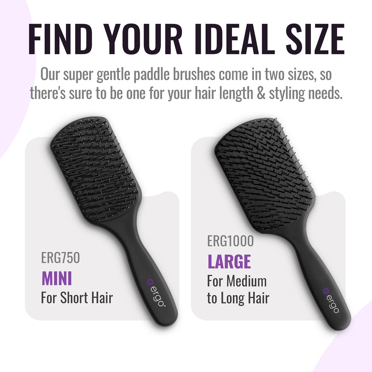 Ergo Super Gentle Mini Paddle Brush for Blow Drying - Hair Brushes for Women with Thick or Thin Hair - Dual Hairbrush for Women - Detangler Hair Brush - Gently Detangles Curly or Wet Hair - ERG1000