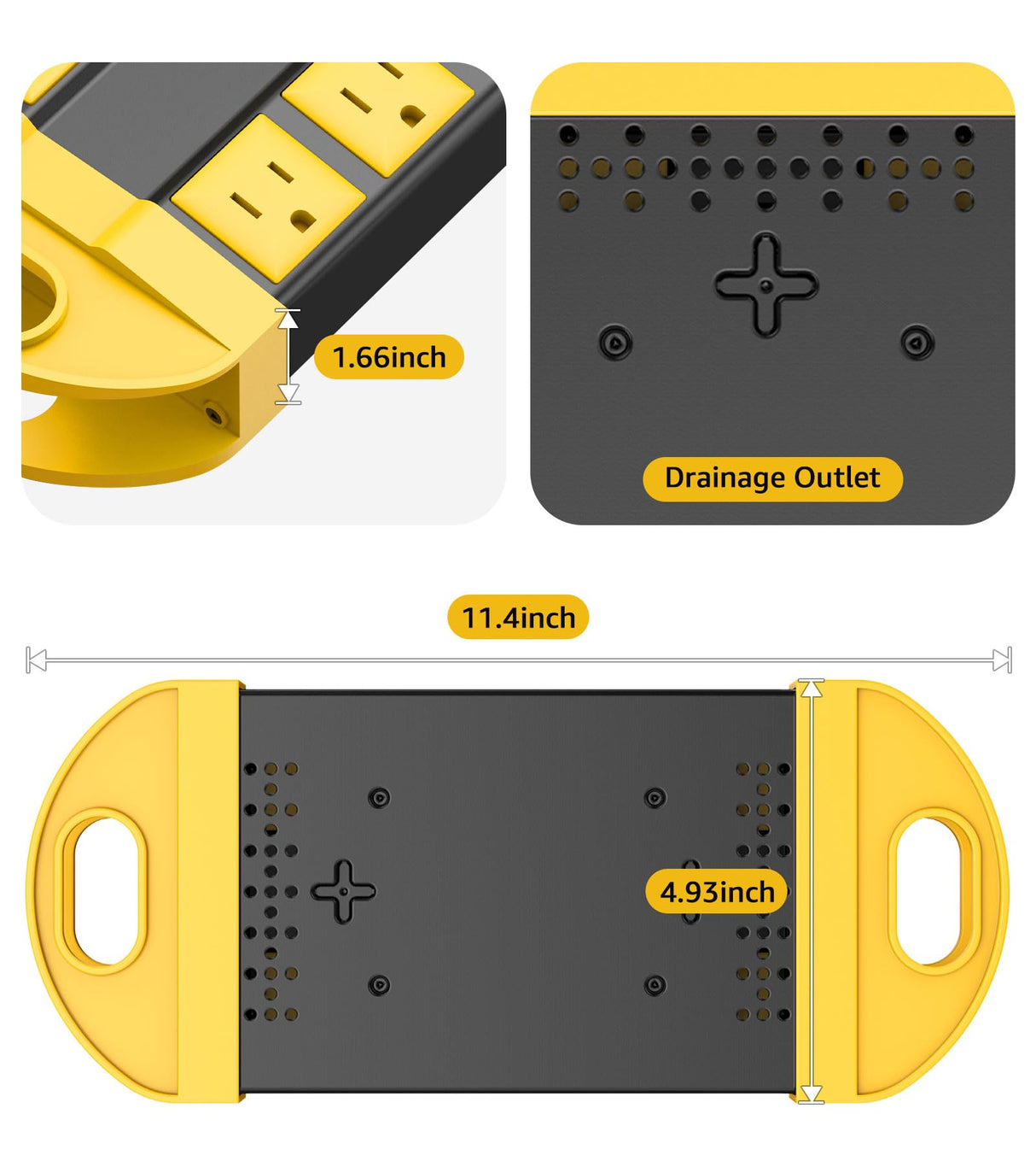 CCCEI 2 Outdoor Power Strips Weatherproof with 8 Plug, Waterproof Extension Cord with Multiple Outlets, Christmas Exterior Garden Yard Surge Protector 6FT, Yellow.