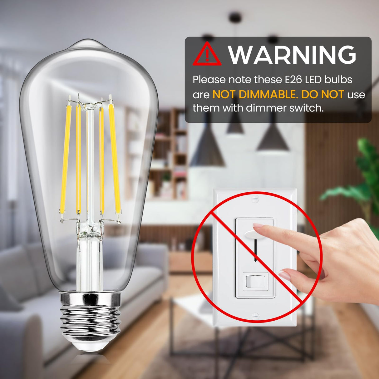 4-Pack Vintage E26 LED Edison Bulbs 100W Equivalent 1400LM High Brightness 8W ST58 LED Filament Light Bulbs 5000K Daylight White Medium Base CRI90+ Antique Clear Glass for Home Kitchen, Non-dimmable