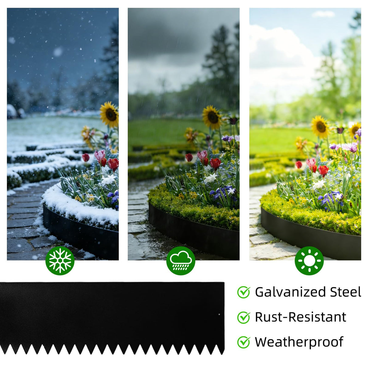 12 Pack Galvanized Steel Landscape Lawn Edging, 40" X 6" Metal Landscape Edging Border with 12 Clips, Metal Garden Edging Border, Metal Edging for Landscaping, Garden, Yard, Pathway(40Ft Total)