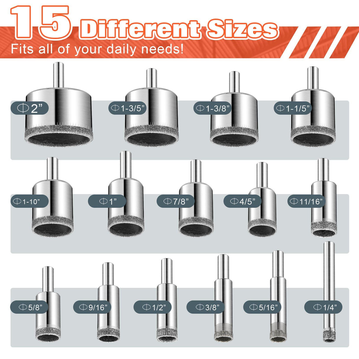 Semderm Diamond Hole Saw Kit, Tile Hole Saw with Double Suction Cups, Diamond Drill Bits for Glass, Porcelain Tile, Ceramic, Grantite, Marble