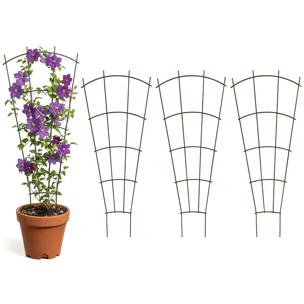 Thealyn 24" Metal Plant Trellis, Climbing Plant Support, 4 Pack (Green)