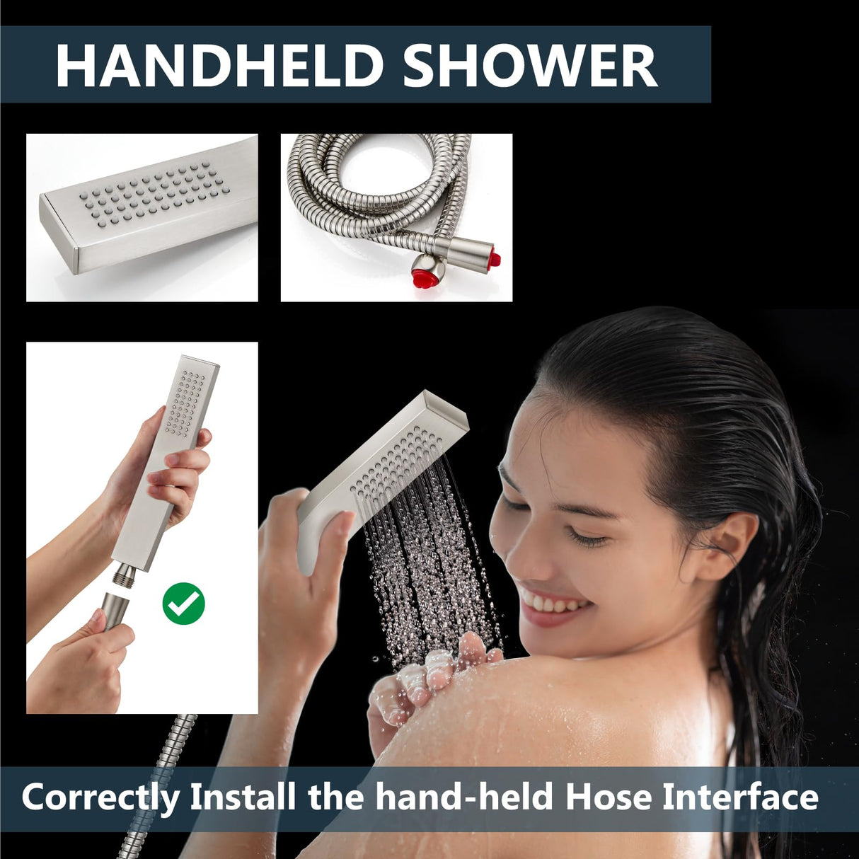 Aolemi Shower Faucet Set Rain Shower System with Handheld Spray Bathroom Shower Combo Rough-in Valve and Shower Trim Kit Included Brushed Nickel 8 Inch Wall Mount Shower Head