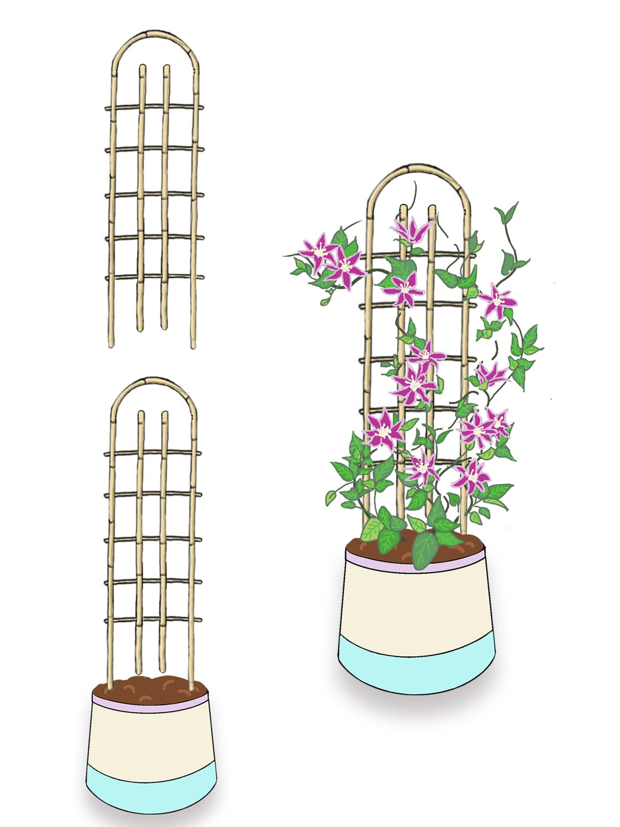 Bamboo Trellis,U-Shape Bamboo Trellis,4Feet,3pack,for Climbing Plants Outdoor Bamboo,for,Climbing Plants,Tomato, Vegetables,Flowers, Beans, Cucumber,Indoor Potted Climb Plants