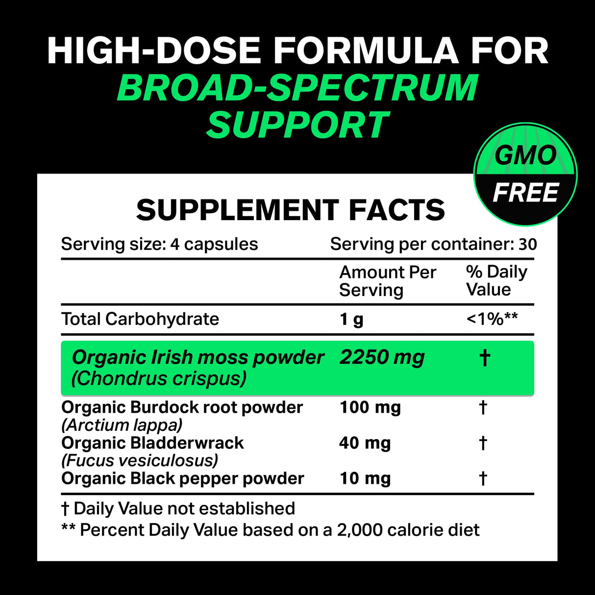 VitaRaw Organic Irish Sea Moss Capsules 2400 mg - Burdock Root and Bladderwrack Powder Real Seamoss Pills for Immune Support, Joint and Gut Health Help - Raw Sea Moss Advanced Herbal Supplement