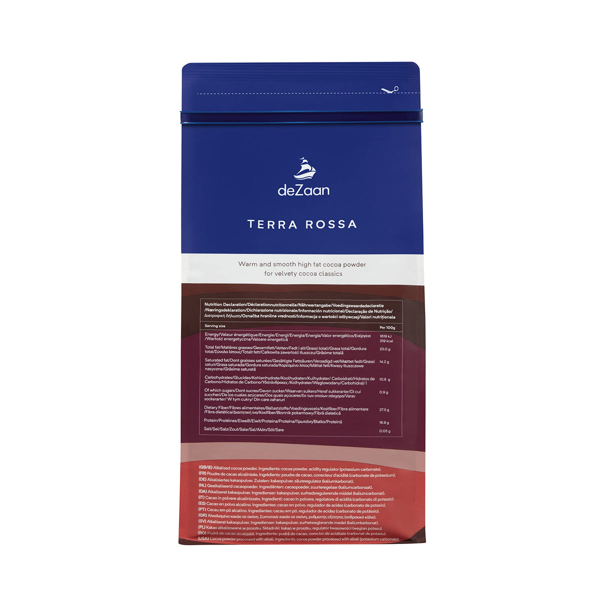 deZaan Holland Terra Rossa Dutched Cocoa Powder, 22-24% Fat, Finest Dutch Quality Since 1911