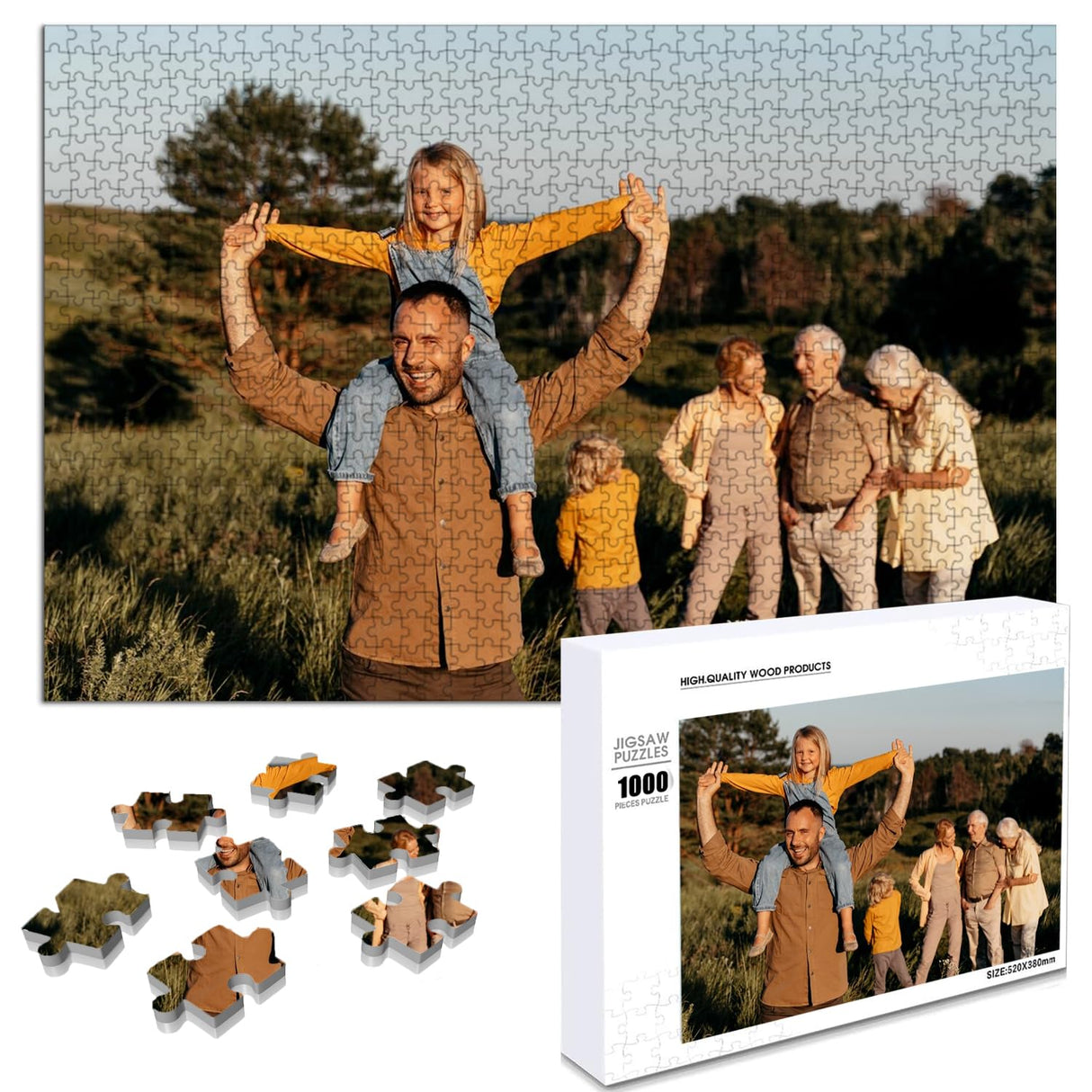 Custom Puzzle, Personalized Puzzle from Photos, Customized Puzzle 120/200/300/500/1000/1500 Pieces for Family, Christmas, Pet, Birthday, Wedding Gift