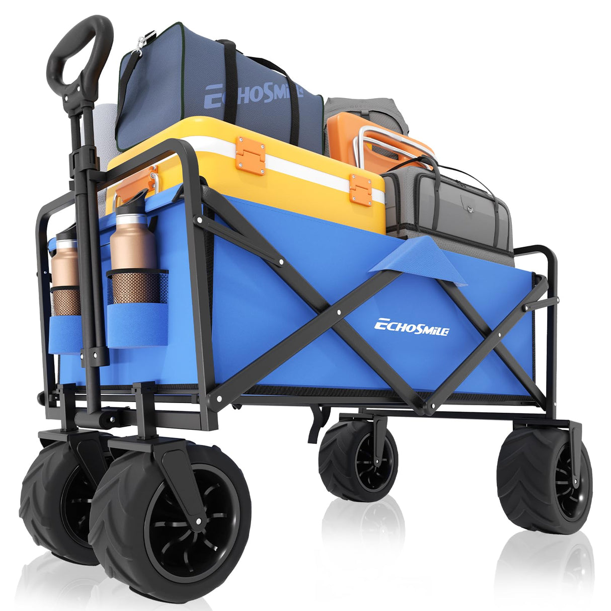 EchoSmile Wagons Carts Foldable Heavy Duty 350L Capacity for Camping, Blue