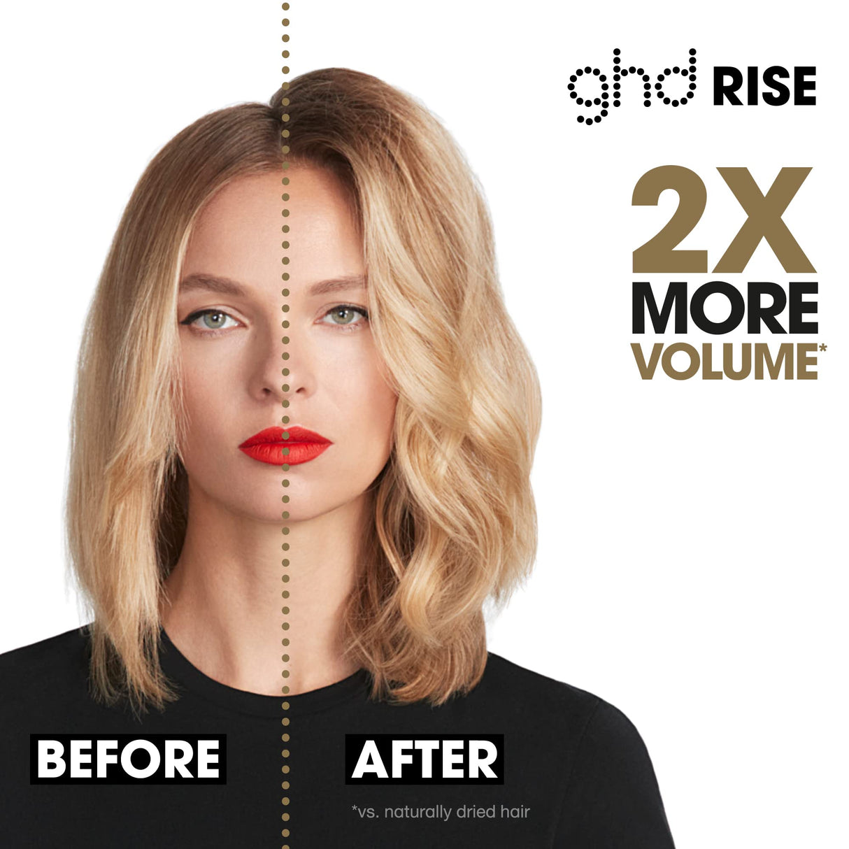 ghd Rise Volumizing Hot Hair Brush ― Professional Volumizing Hot Hair Brush for Dry Hair for Maximum Lift with Safer-for-Hair Optimum Styling Temperature ― Black