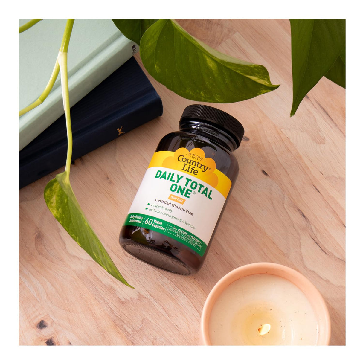 Country Life Daily Total One Multivitamin, Iron Free Once a Day Multivitamin & Multimineral Complex, Vitamins A, C, D, Including Coenzyme B-Vitamins, Supports Energy Metabolism, 60 Vegan Capsules