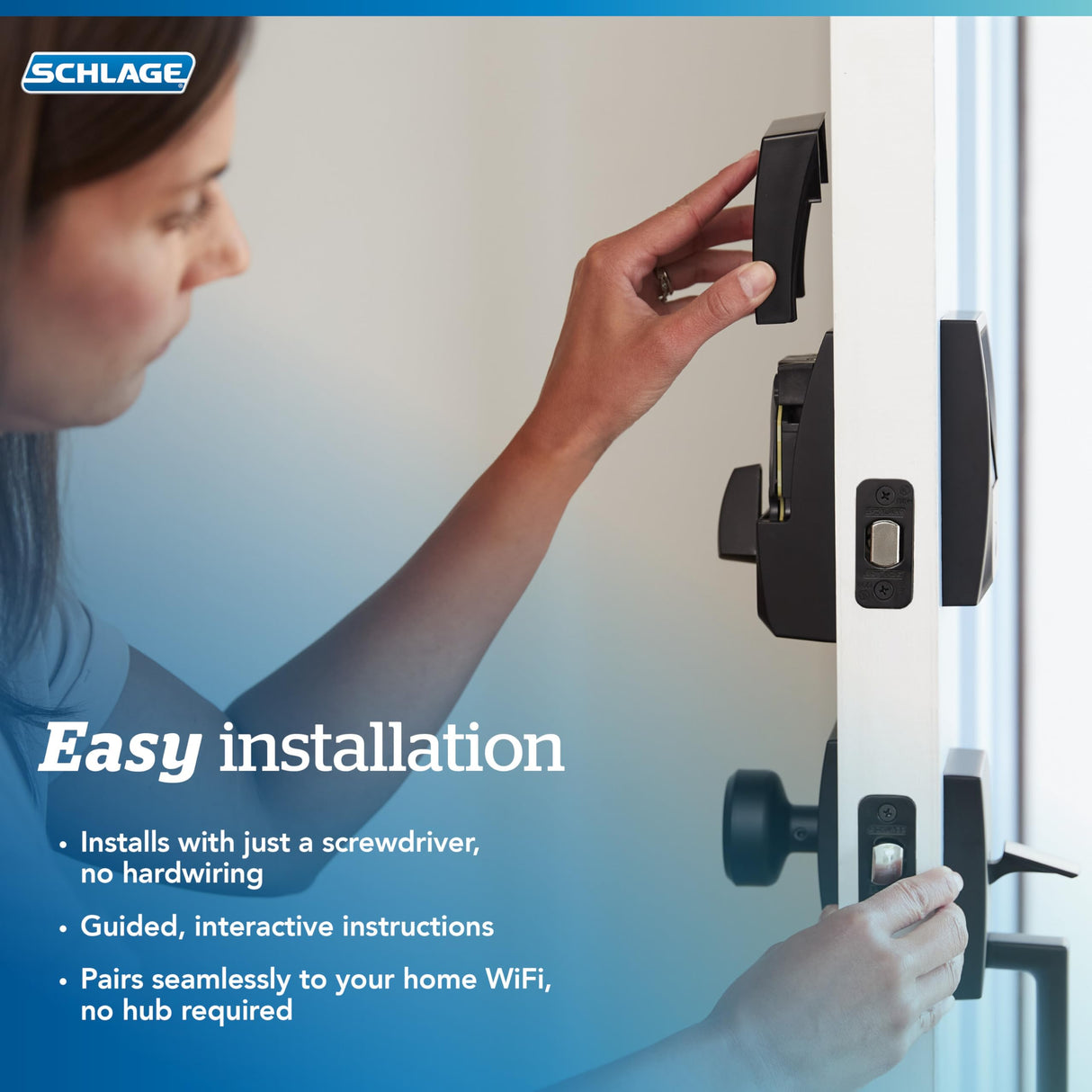 Schlage Encode Plus Smart Wi-Fi Lock for Front Door, Keyless Entry Deadbolt, Unlock with Apple Watch, Built-in WiFi and App Control, Easy Install, Alexa & Apple HomeKit Compatible, Bright Chrome