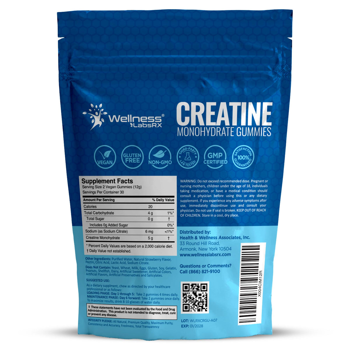 Creatine Gummies for Women & Men, Creatine Monohydrate Gummies, Strawberry