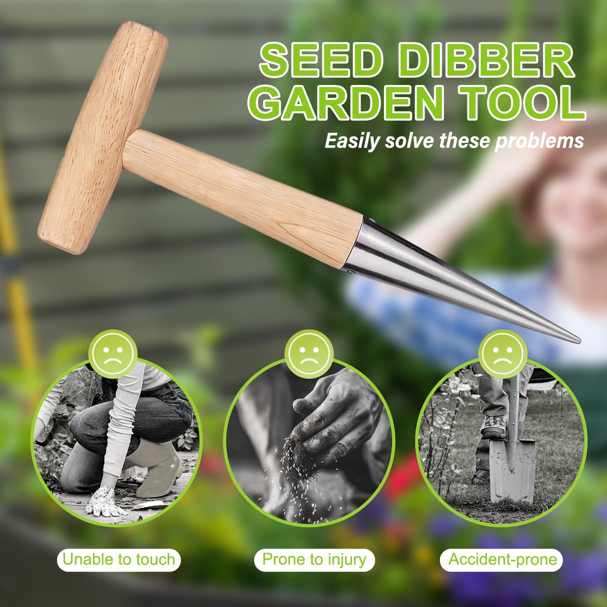 Mloiex Plant Hole Digger for Planting,Bulb Planting Tool,Garden Seed Planting Tool,Handheld Digger Garden Seed Planting Tool for Planting Tulip Daffodil Saffron Vegetable Seeds (1 Pcs)