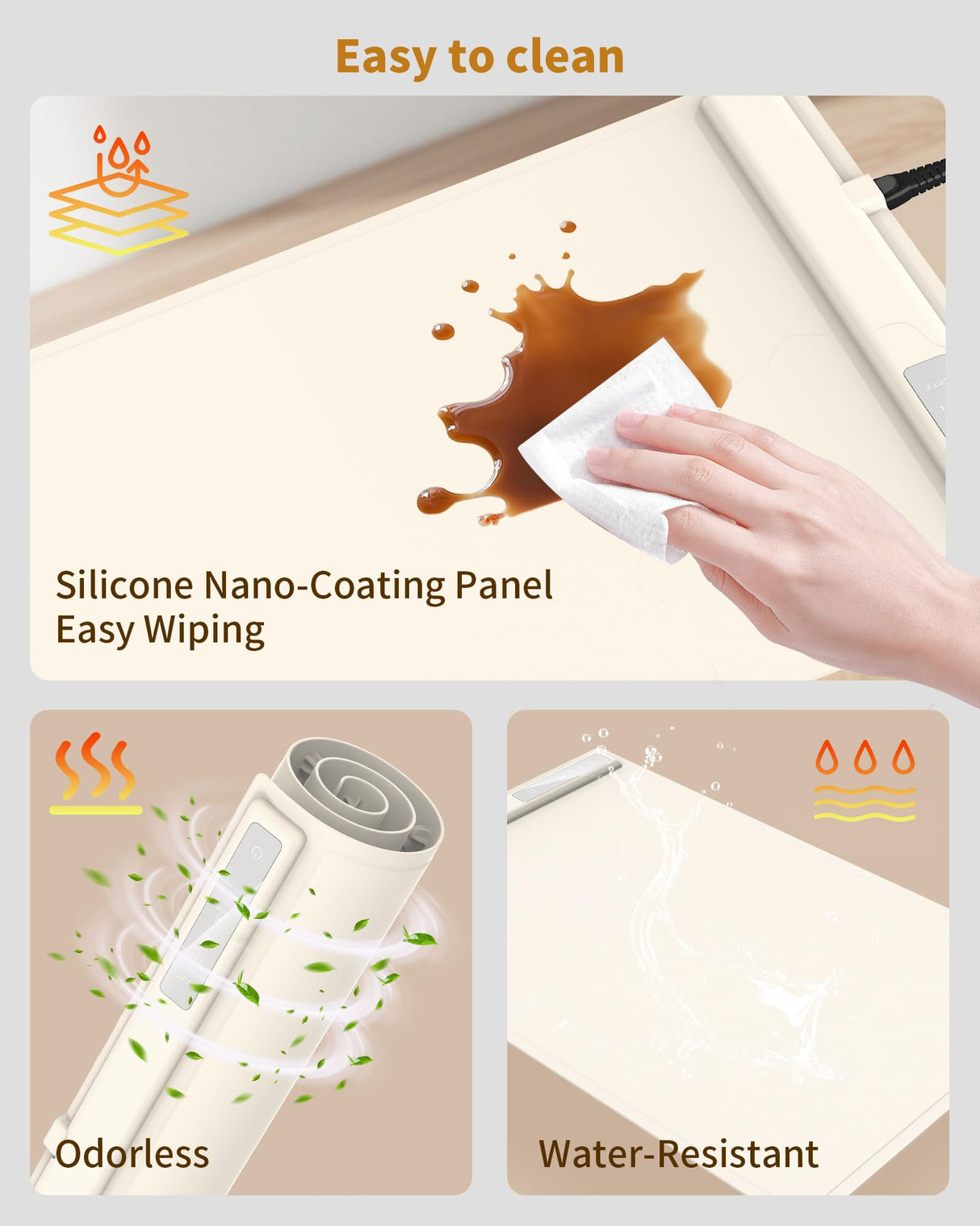 Food Warming Mat - Fast & Full Surface Heating, Silicone Heat Pad with 3 Adjustable Temperature Settings for Buffets Parties, Rollable Electric Warming Tray,Kitchen Heated Plate,Countertop Food Warmer