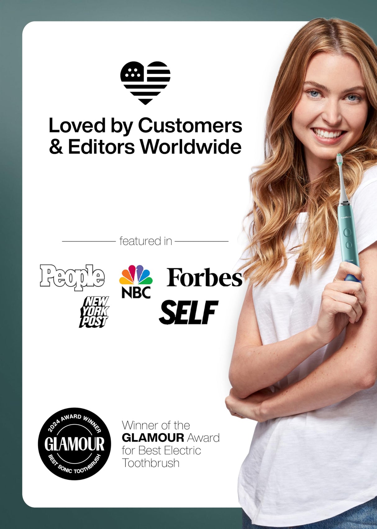 Aquasonic Vibe Series Ultra-Whitening Toothbrush – ADA Accepted Power Toothbrush - 8 Brush Heads & Travel Case – 40,000 VPM Motor & Wireless Charging - 4 Modes w Smart Timer – Mint Green Metallic