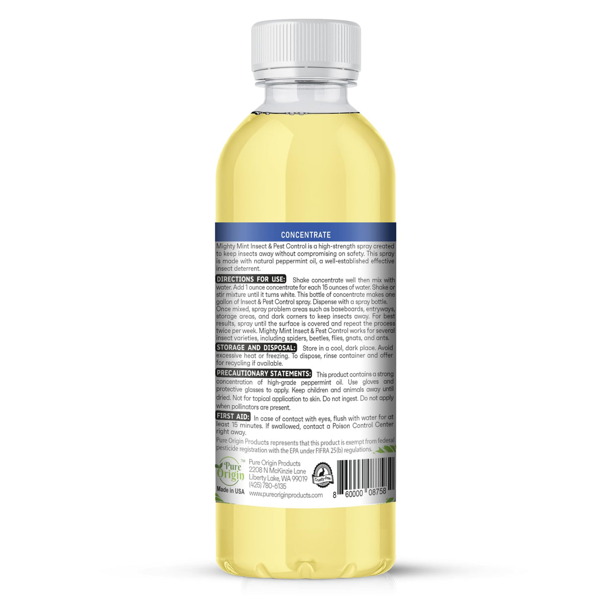 Mighty Mint Peppermint Oil Insect Repellent Concentrate– Natural Indoor & Outdoor Bug Control for Spiders, Ants, Roaches, and More – Plant-Based, Extra-Strong Formula - 8 oz