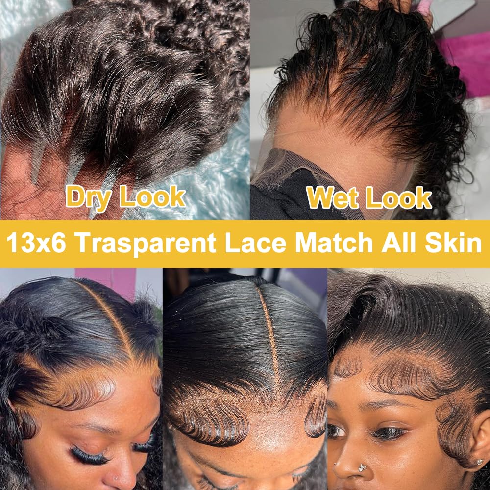 30 Inch Remy Human Hair Wig 13x6 Deep Wave Lace Front Wigs Human Hair 200 Density Deep Curly 13x6 Human Hair Wigs Lace Frontal Human Hair Pre Plucked Human Hair Wig for Women Curly Human Hair