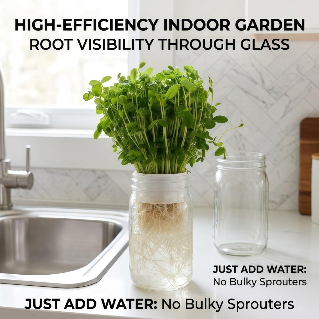 Microgreens Growing Kit Compatible with Mason Jar, 4-Pack Deep & Shallow Hydroponic Sprouting Trays for Indoor Gardening, Easy Indoor Microgreens Grower for Kitchen Herb Gardening and Home Growing