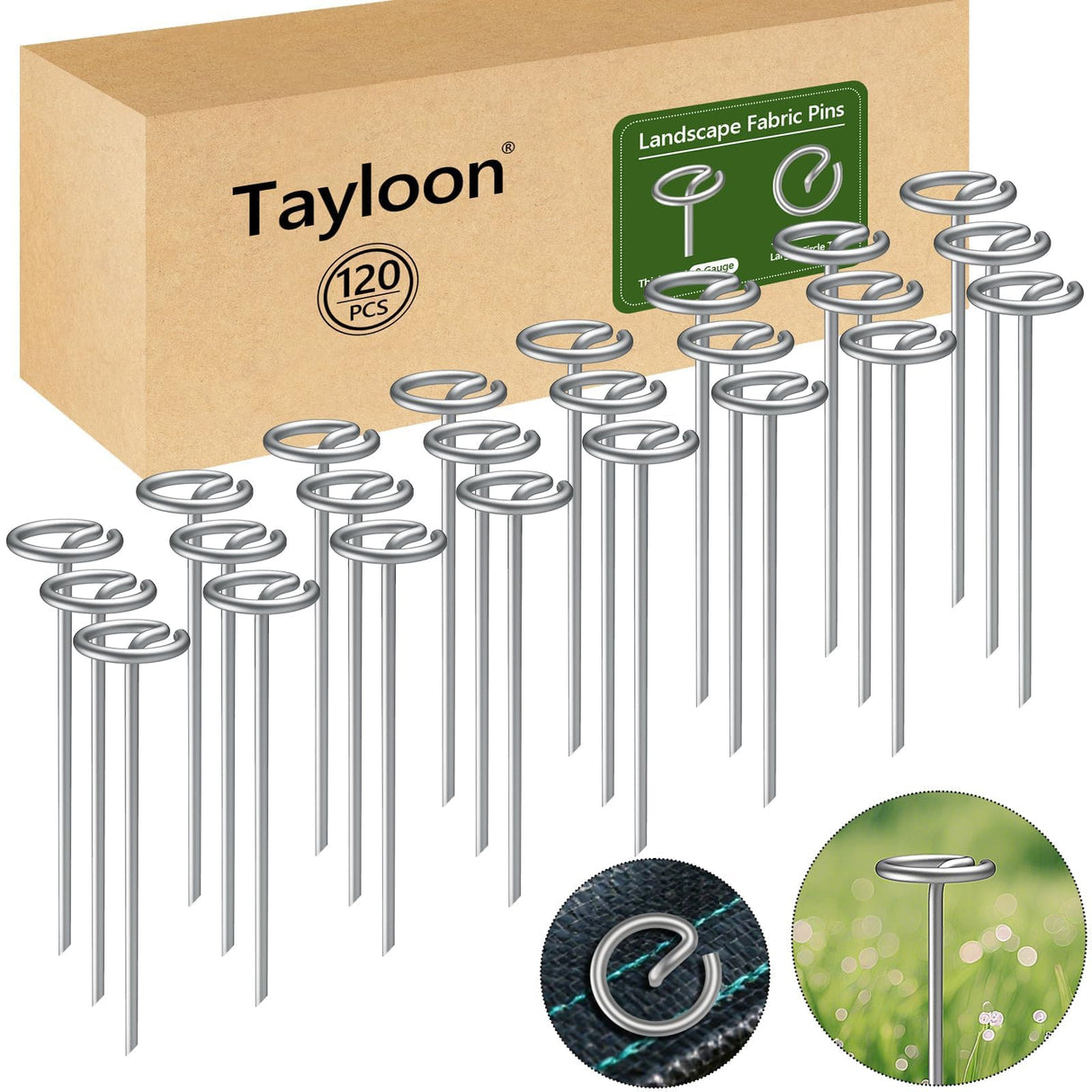 120 Pcs Landscape Staples, Thickened Landscape Fabric Stakes Heavy Duty(8 Gauge), Not Easy to Bend 6 inch Galvanized Garden Stakes for Plant Support, More Holding Power Than U-Shaped Landscape Pins