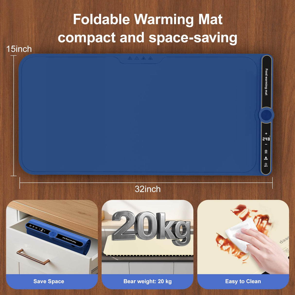 Electric Silicone Food Warmers for Parties Buffet XXL 40”X15” Extra Extra Large Food Warming Mat Keep Food Warm Last 18H Even Heating 104F to 248F with Child Lock Easy Clean