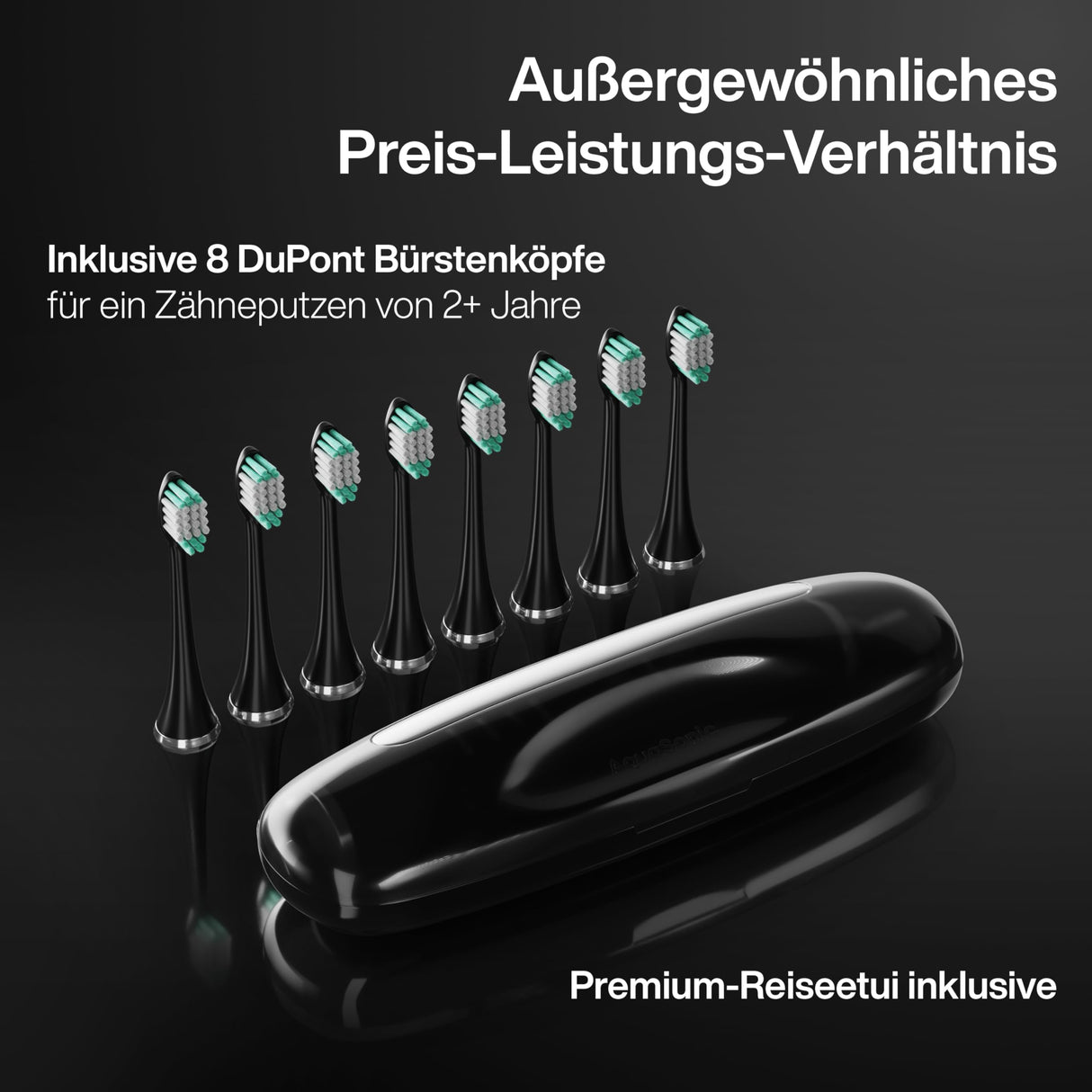 Aquasonic Black Series Ultra Whitening Toothbrush – ADA Accepted Electric Toothbrush- 8 Brush Heads & Travel Case – 40,000 VPM Electric Motor & Wireless Charging - 4 Modes w Smart Timer
