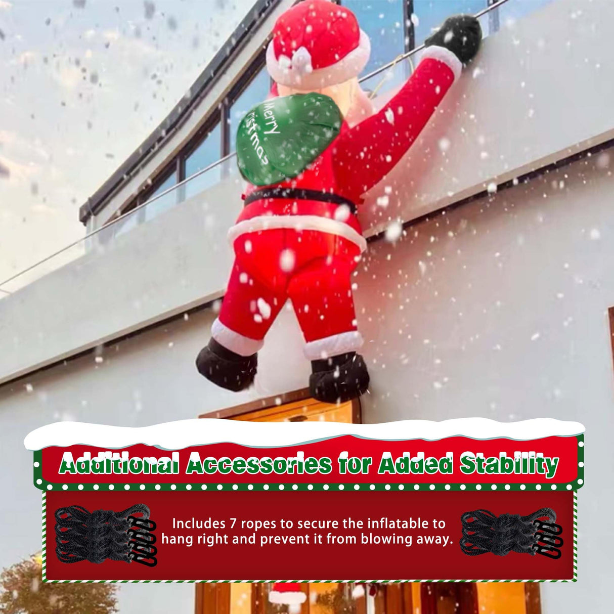 TwoBees 6FT Christmas Inflatables Outdoor Decorations Joy Hanging Santa Claus Gift Bag, Very Bright LED Lights Blow Up Giant Christmas Decor for Indoor Yard Outside Fall Vacation Holiday Party Lawn