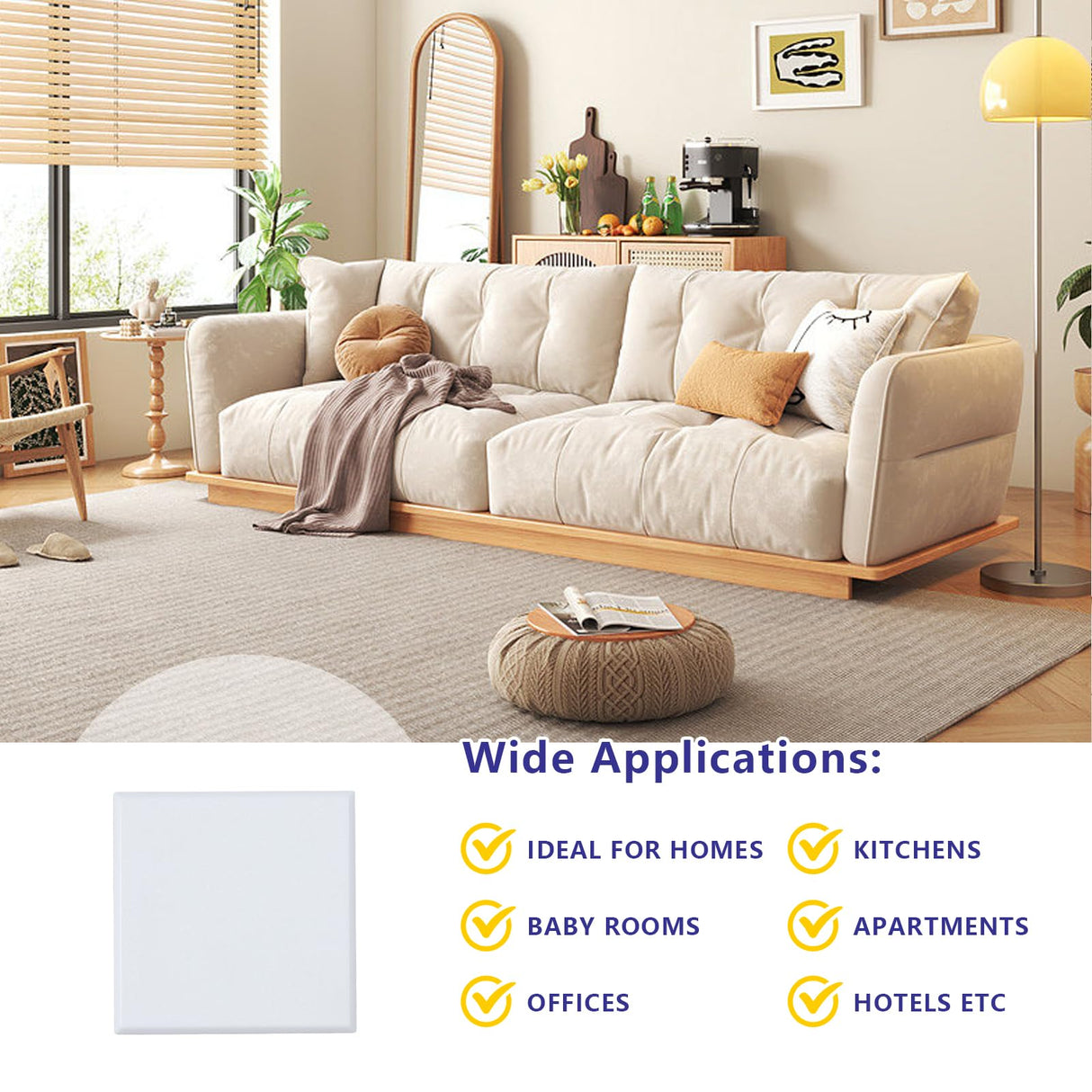 HOME MASTER HARDWARE Self Adhesive Wall Protector Square 4 inch, 10 Pack Door Handle Wall Shield Guard Door Stop, Rigid Vinyl Wall Protection Pad White