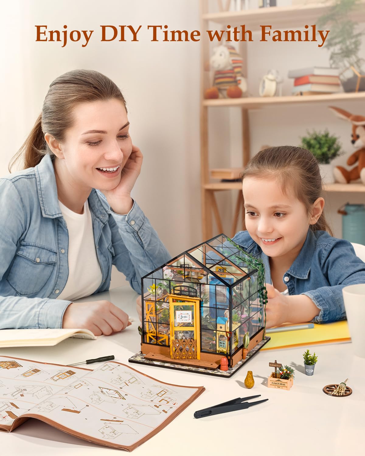 Rowood Miniature House Kit, DIY Miniature Greenhouse Dollhouse Kits for Adults, Mayberry Street Miniatures, Wooden Crafts for Adults, Gifts on Birthday Christmas - Cathy's Flower House