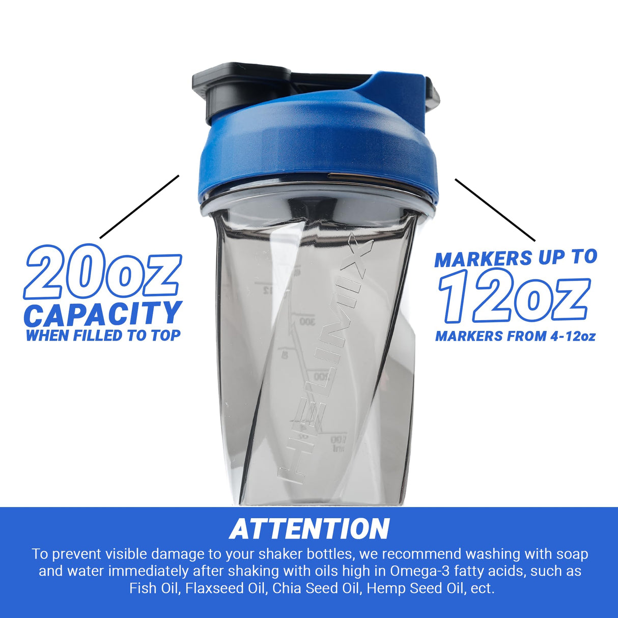 HELIMIX 1.5 Vortex Blender Shaker Bottle Holds Upto 20oz | No Blending Ball or Whisk | USA Made | Portable Pre Workout Whey Protein Drink Shaker Cup | Mixes Cocktails Smoothies Shakes | Top Rack Safe