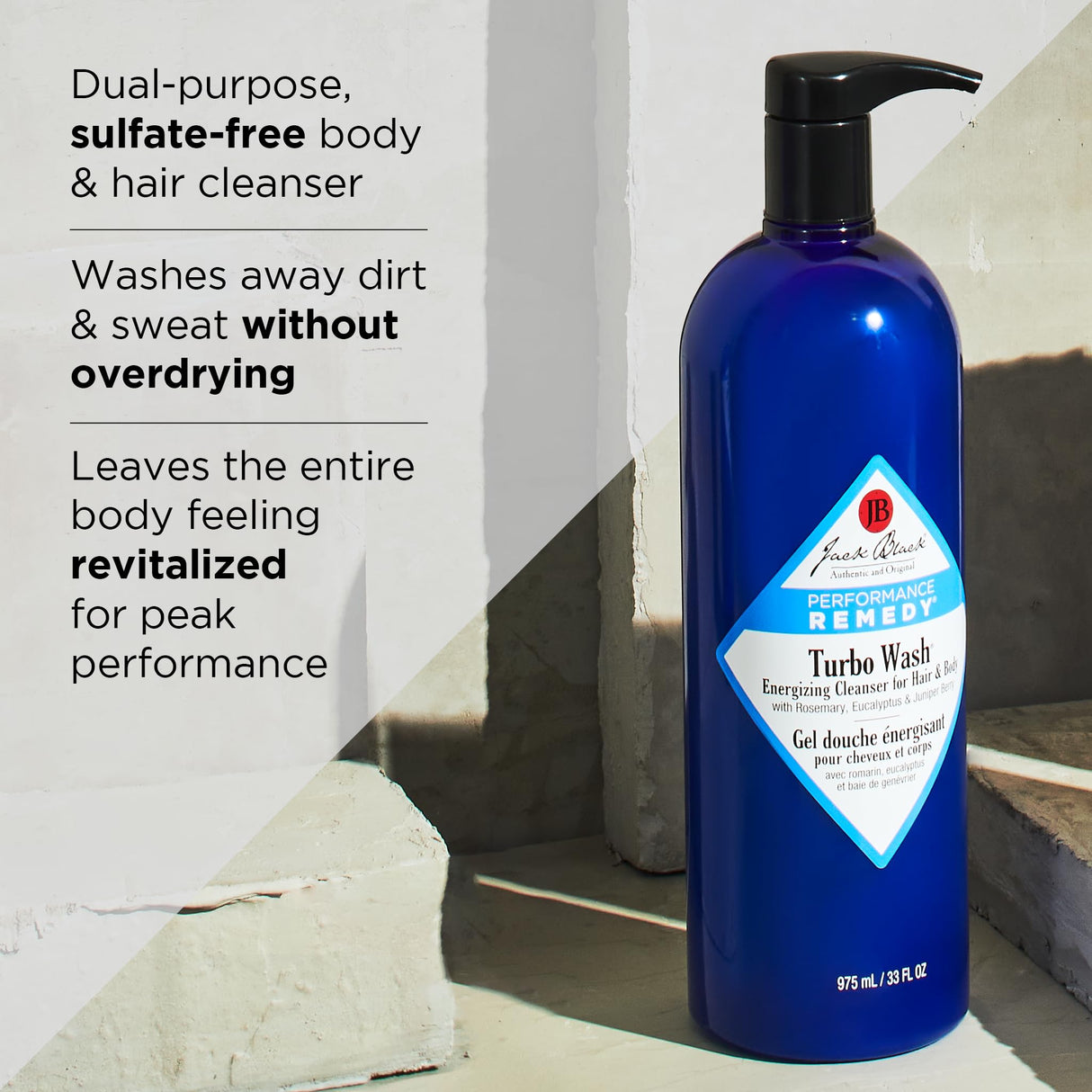 Jack Black Turbo Wash Energizing Body & Hair Cleanser, 33 Fl Oz – Rosemary, Eucalyptus & Juniper Berry – Mens Body Wash, Mens Shampoo, Skin Care, Hair Care, Dual-Purpose Body Wash Men, Sulfate–Free