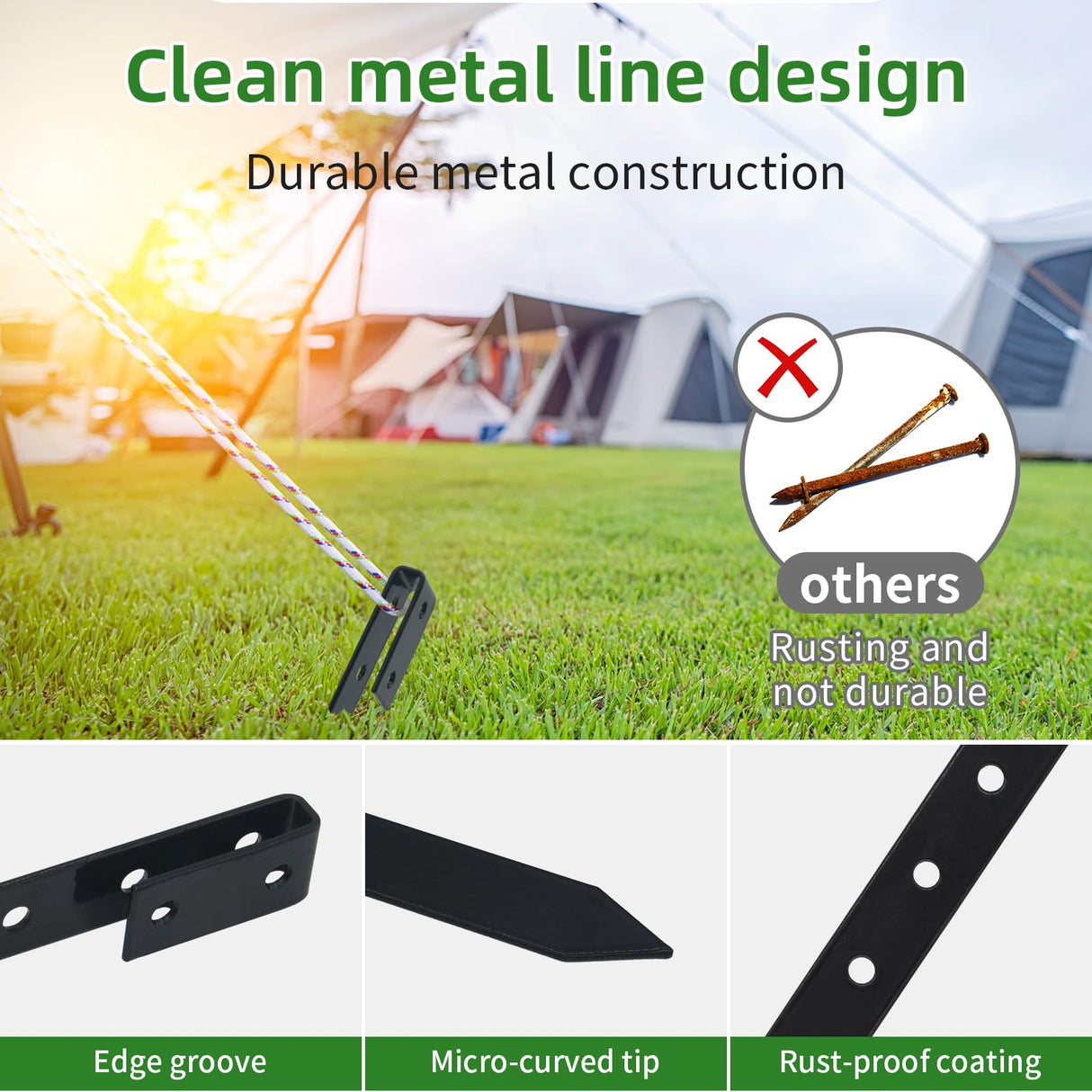 20 Pack Landscape Edging Stakes, 10" Double-Hole Steel Ground Spikes