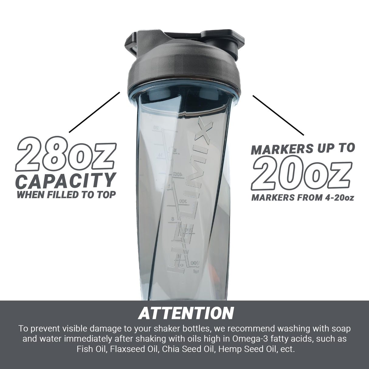 HELIMIX 2.0 Vortex Blender Shaker Bottle Holds upto 28oz | No Blending Ball or Whisk | USA Made | Portable Pre Workout Whey Protein Drink Shaker Cup | Mixes Cocktails Smoothies Shakes | Top Rack Safe