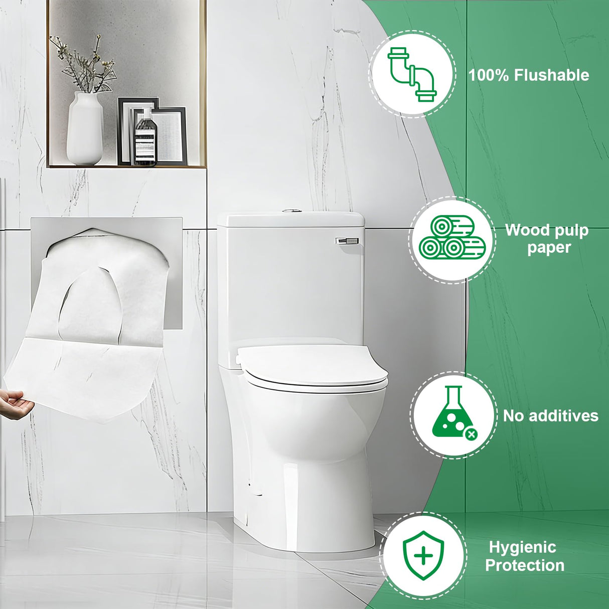Greenour Disposable Toilet Seat Cover Flushable and Biodegradable Paper Toilet Seat Cover for Adults and Kids, Great for Hotel, Business and Commercial-4 Packs of 250