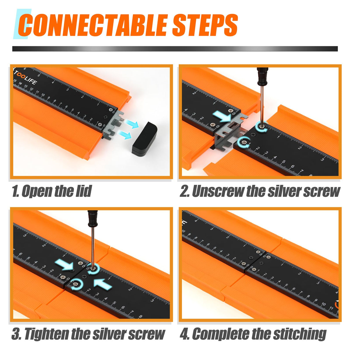TOOLIFE Connectable Contour Gauge 10+10 Inch,Christmas Gifts for Stocking Stuffers Men Husband Dad, Shape Woodworking Tools for Flooring Tile Laying Carpet, Gifts for Him, Anniversary Birthday Ideas
