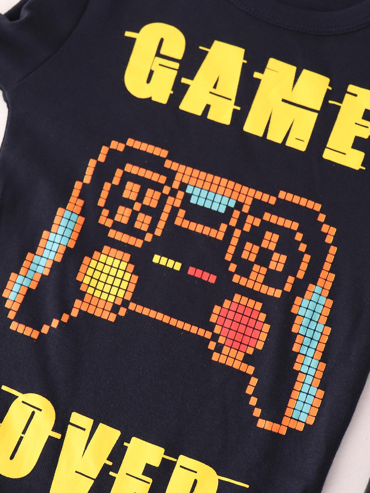 Vopawetty Boys 4-Piece Pajamas Cotton Christmas Halloween Pjs Set Kids Sleepwear (Navy/Grey Gamer, 8)