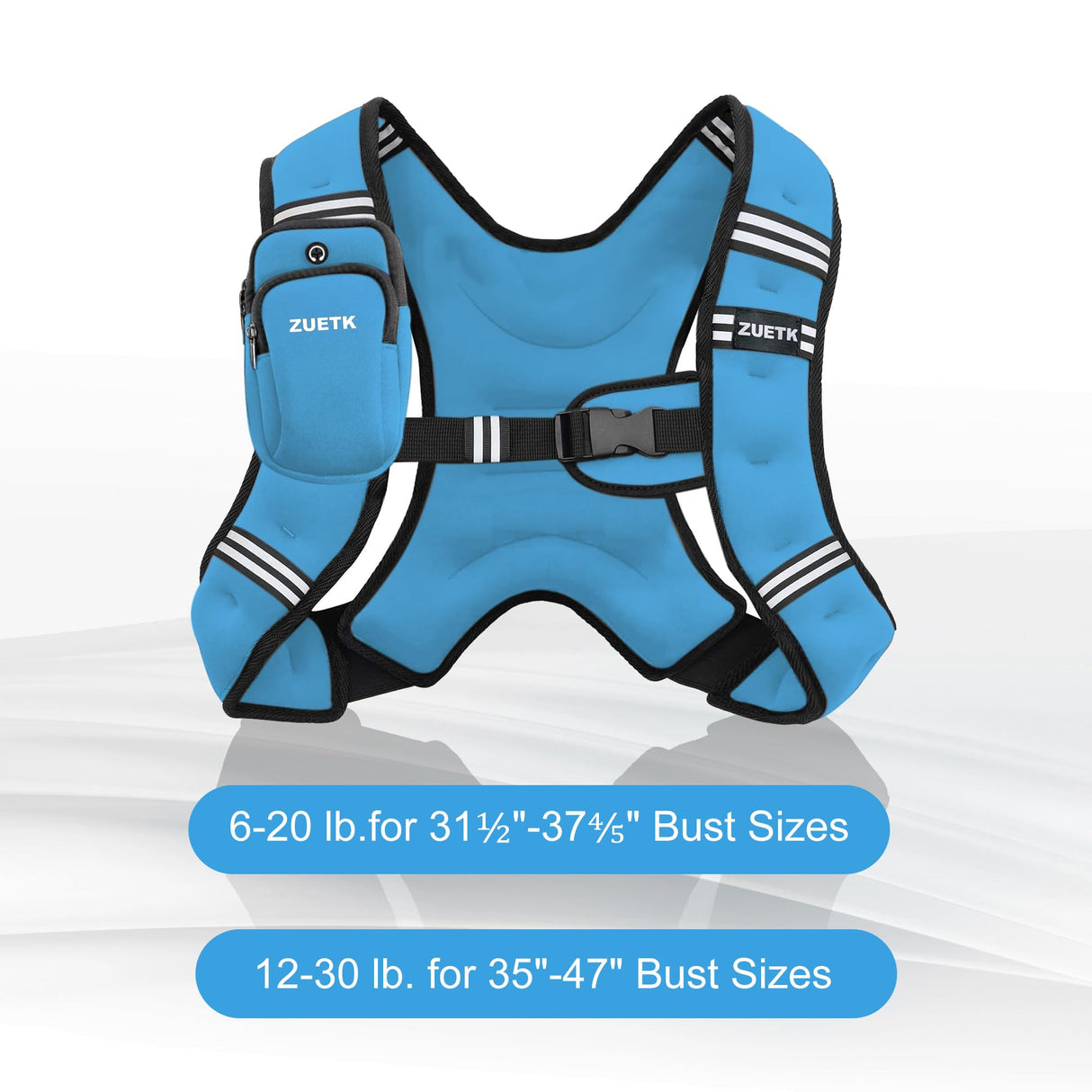 ZUETK Weighted Vest, 6lb/8lb/12lb/16lb/20lb/25lb/30lb Weight Vest with Reflective Stripe, Weighted Vest for Men Women Workout Equipment for Strength Training, Running, Jogging, Fitness, Weight Loss