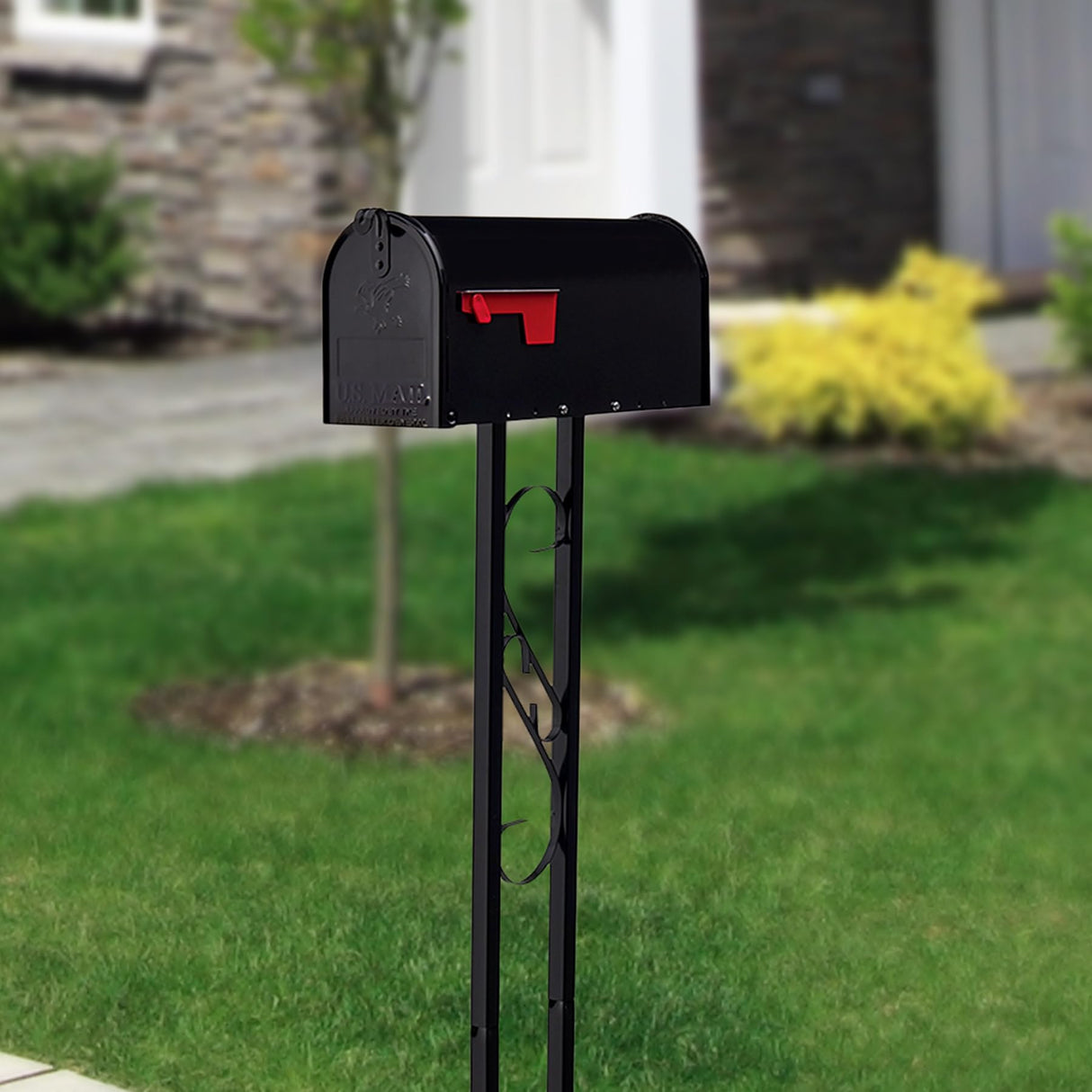 Architectural Mailboxes Mailbox-to-Go Weather-Resistant Steel Metal Mail Box for Outside with Post, Black, Medium Curbside Mailbox, USPS Approved for Residential Delivery