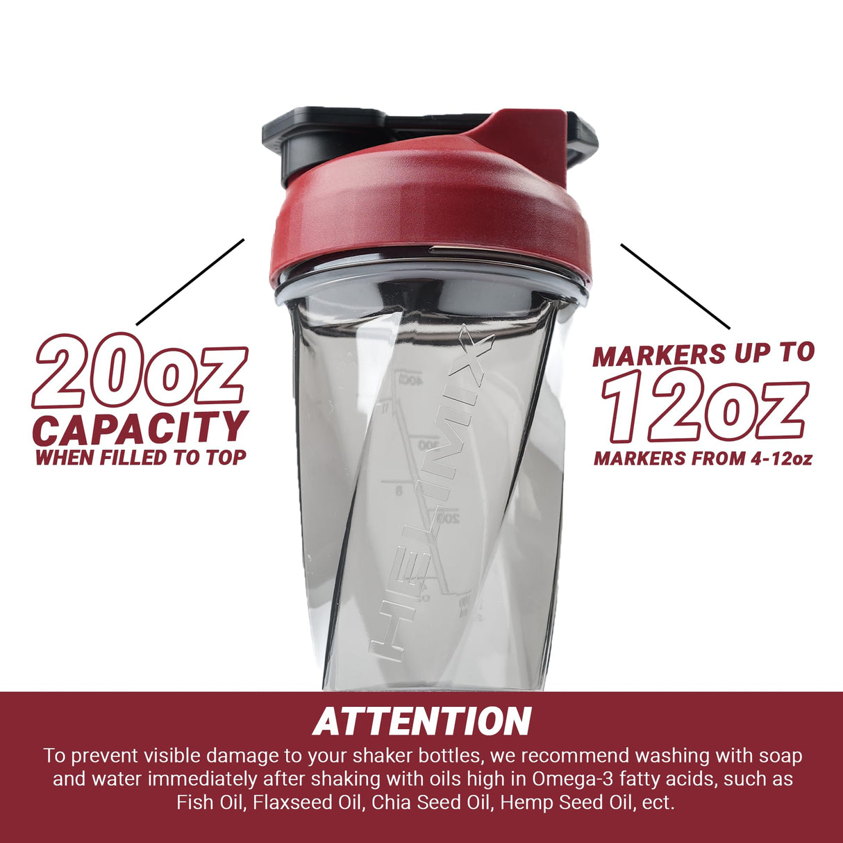 HELIMIX 1.5 Vortex Blender Shaker Bottle Holds Upto 20oz | No Blending Ball or Whisk | USA Made | Portable Pre Workout Whey Protein Drink Shaker Cup | Mixes Cocktails Smoothies Shakes | Top Rack Safe