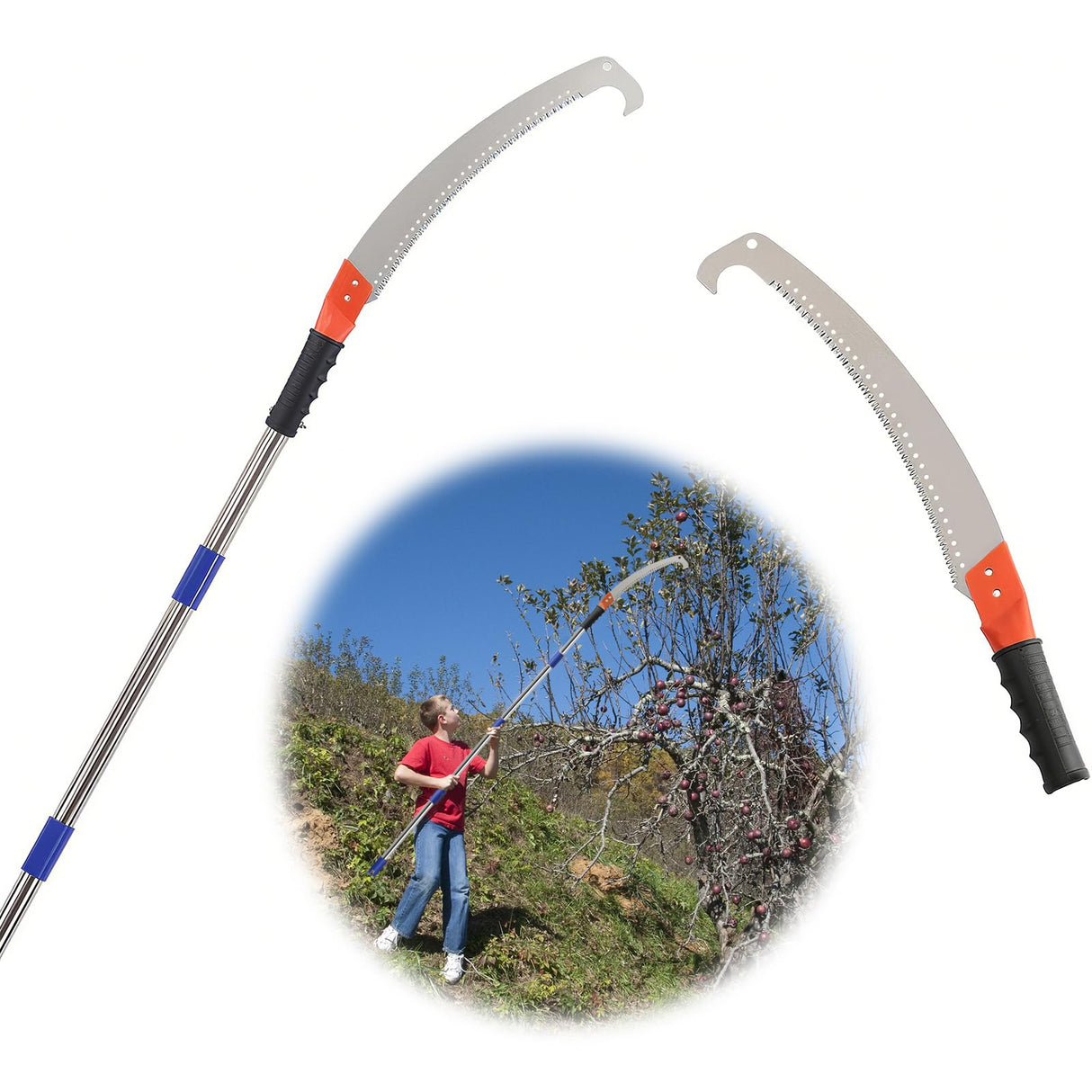 13FT Pole Saws for Tree Trimming with Sharp Pruning Blade | Comfort Grip & 28mm Stainless Steel Tree Trimmer Pole for Yard Garden and Patios High Branches Cutting