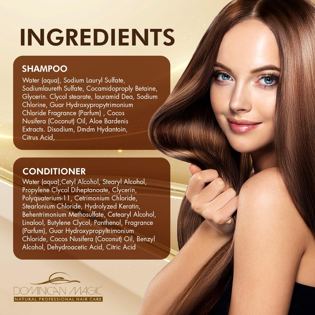 Dominican Magic Coconut Detangler Shampoo and Conditioner - Natural Hydrating Shampoo and Conditioner with Coconut Oil and Aloe Vera for Dry Hair, (1 Gal x 2)