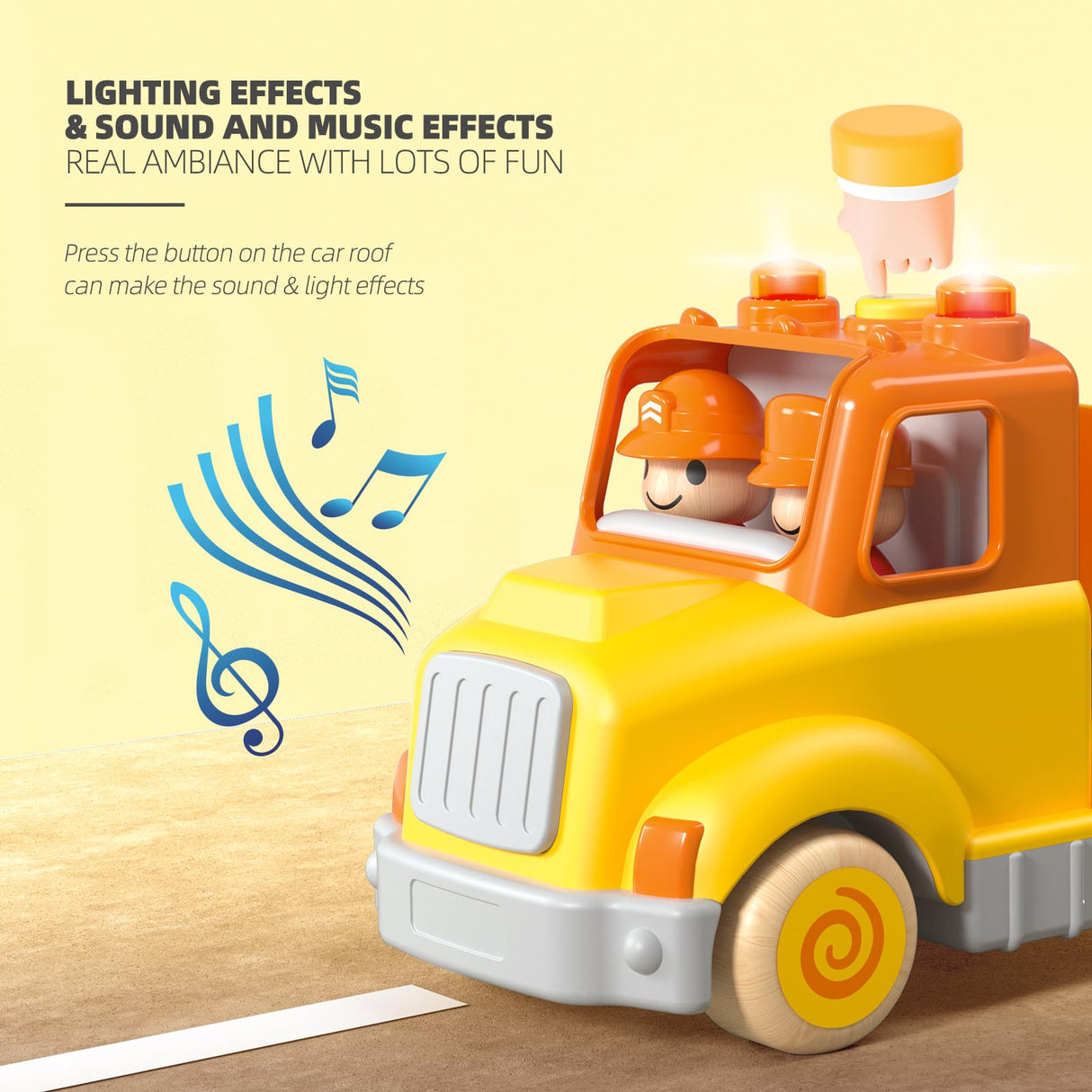 Toddler Toys for 2 3 4 5 Years Old Kids, Transport Car Carrier Truck Toy with 6 Wooden Vehicle, 30in Foldable Track Trailer with Light & Sound Effects, Best Gift Choice for Christmas, Birthday