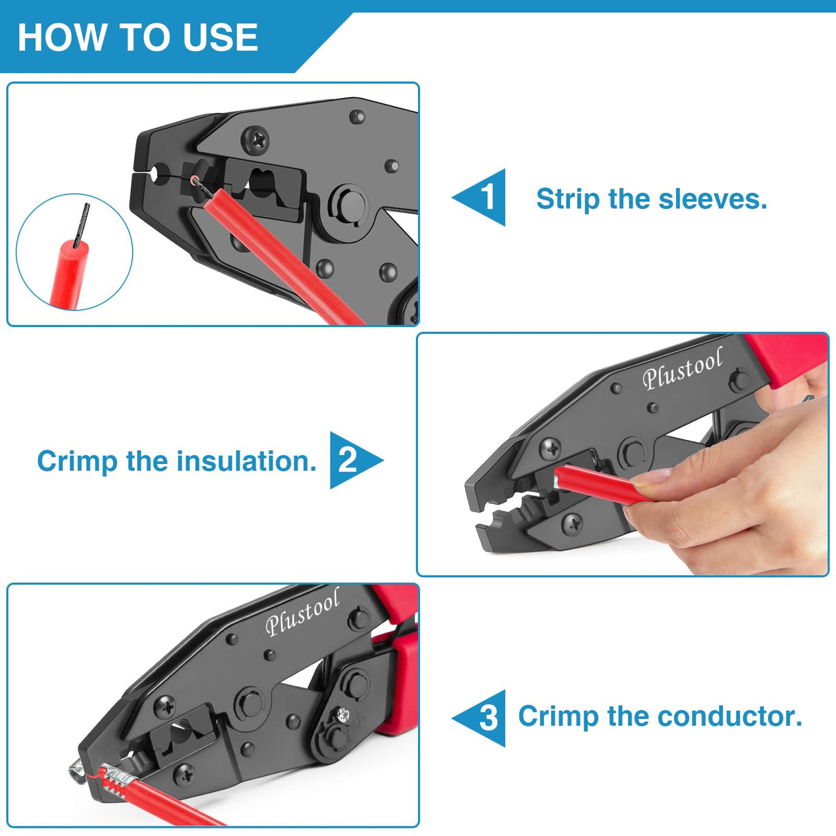 Plustool Crimping Tool for Spark Plug Ignition Wire, 8.5mm Ratchet Spark Plug Wire Crimper - Crimping Pliers - Electrical Terminal Crimping Tool