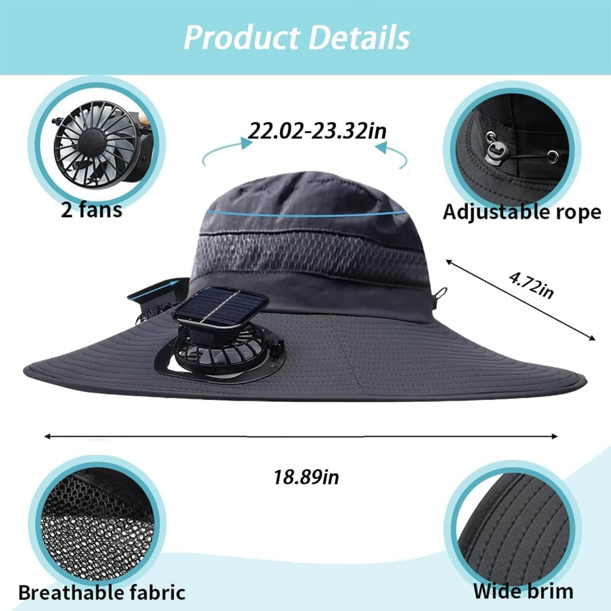 Tcairzl Solar Fan Hat,2025 New Solar Powered Fan Hat,with 2 Solar Fan Fishing Hat,Removable & USBCharging Fan (US, Alpha, One Size, Camouflage)