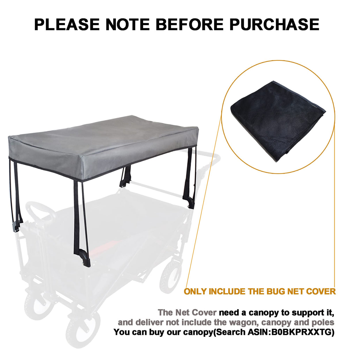 YEEDOIDO Mosquito Net for Wagon Universal, Bug Net Cover for Collapsible Beach Folding Utility Kids Grocery Push Pull Stroller Wagon Cart Accessories Attachment Foldable Sun Shade for Camping