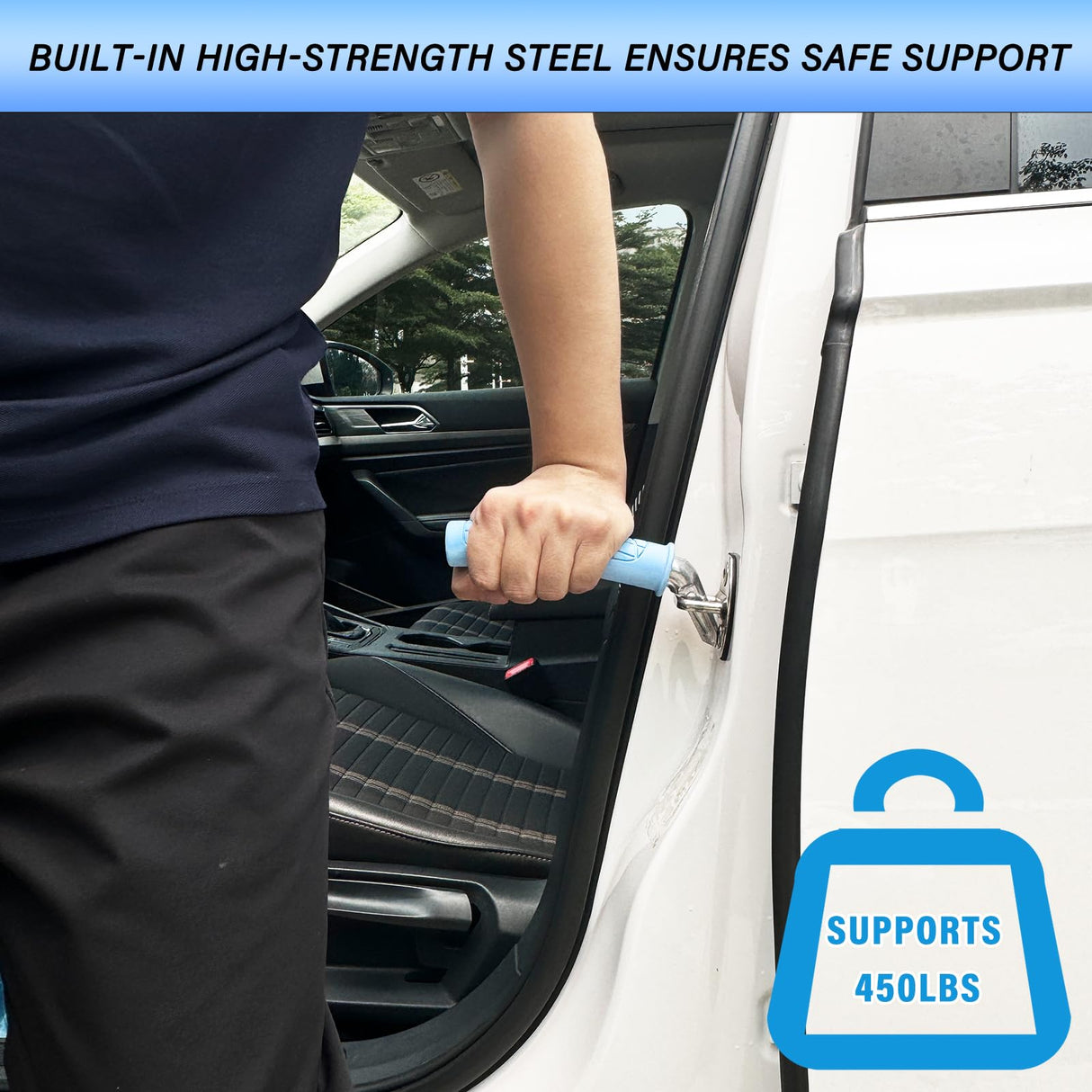 Portable Car Door Handle Assist - 2 Pack Vehicle Support Handle, Easy Sit To Stand Assistance For Seniors And Handicapped, Supports Up To 450 Pounds