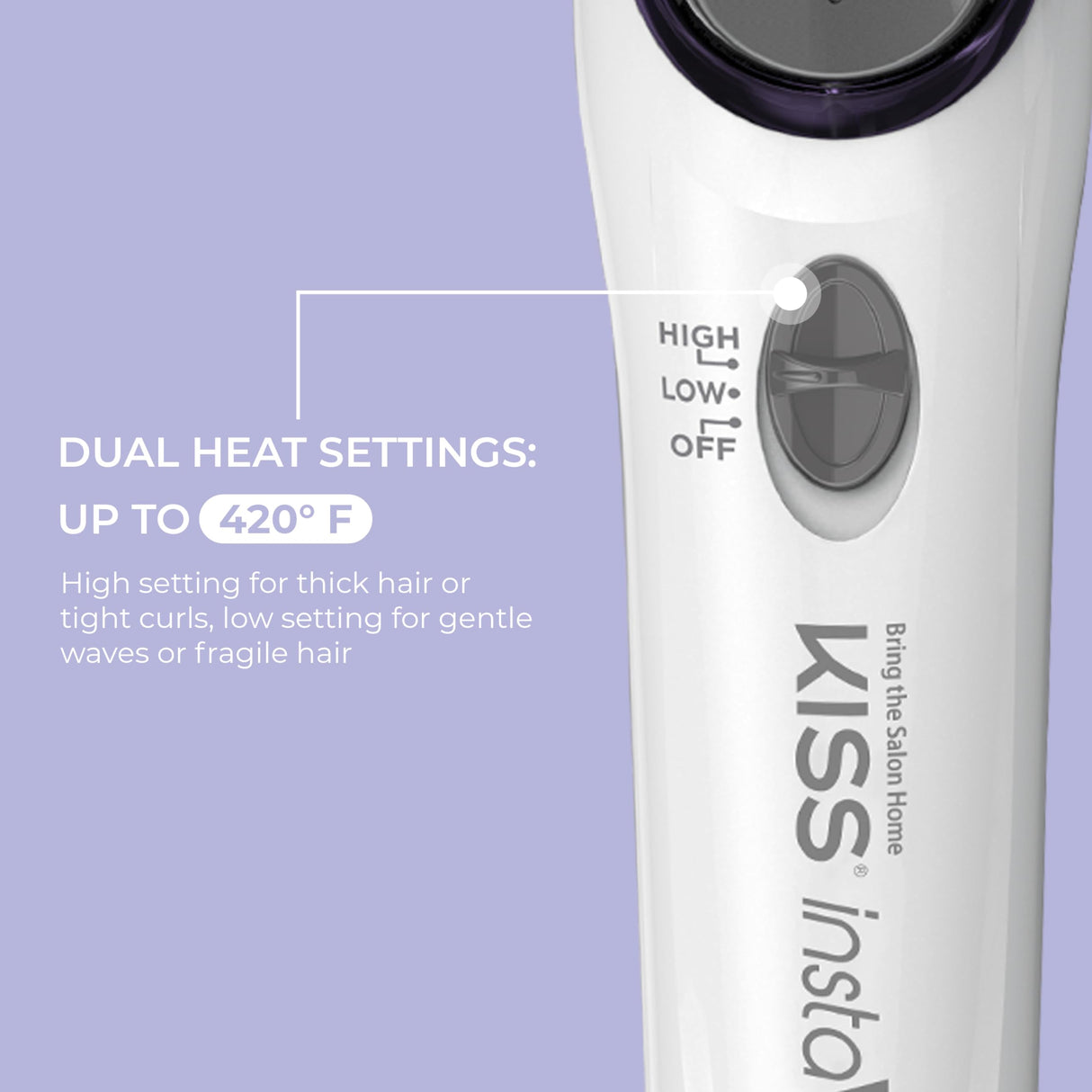 KISS Instawave Deluxe Automatic Rotating Curling Iron, Patented Automotic Spinner, 2-Way Rotation, 1” Ceramic Ionic Wand, Dual Heat Settings, 420° Max Temperature, Black & White