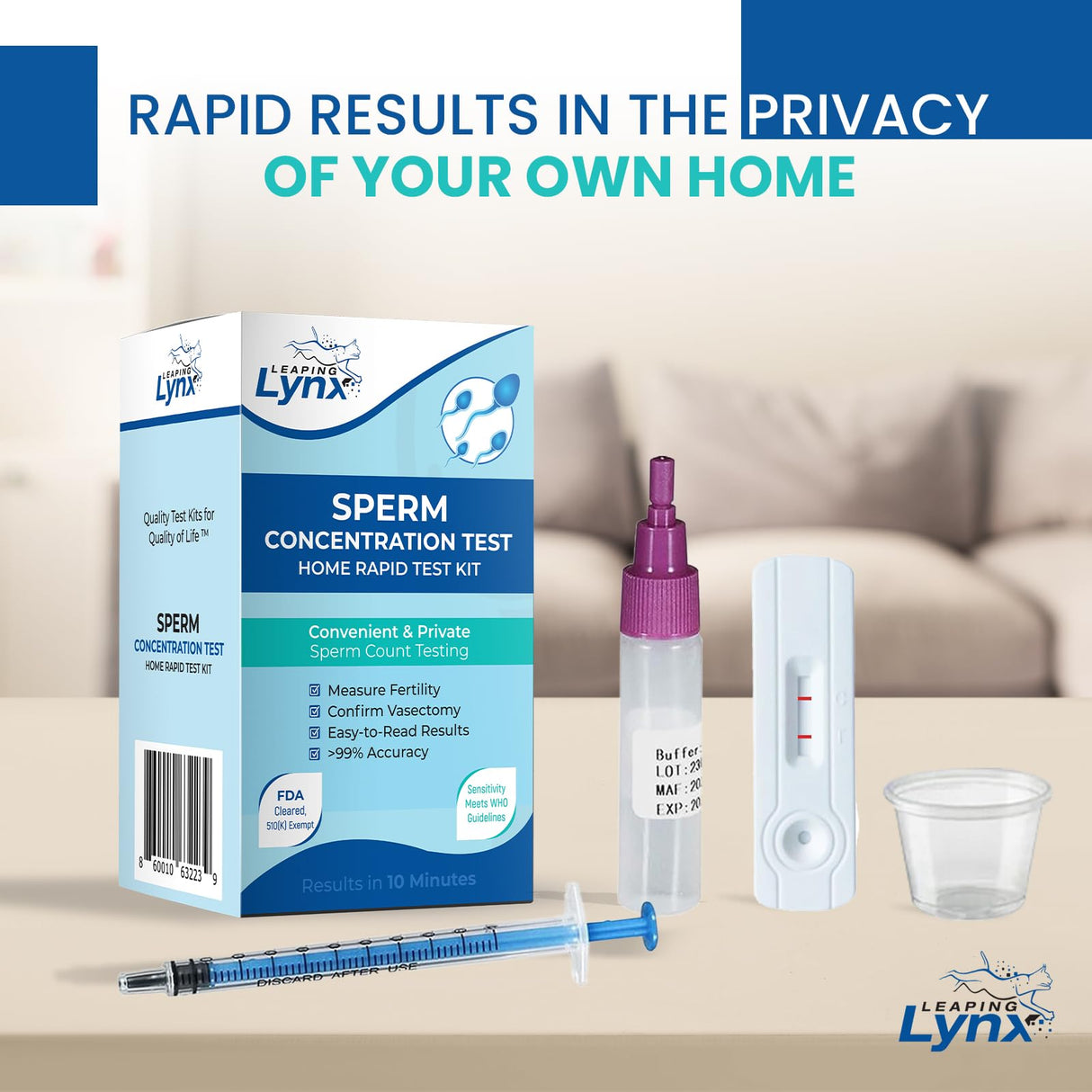 Male Fertility Test Kit, Shows Normal or Low Sperm Count, Easy Sperm Test Results in Minutes, Combine with Male Fertility Supplements for Sperm Health Vasectomy Test Kit Sperm Check Test Kit